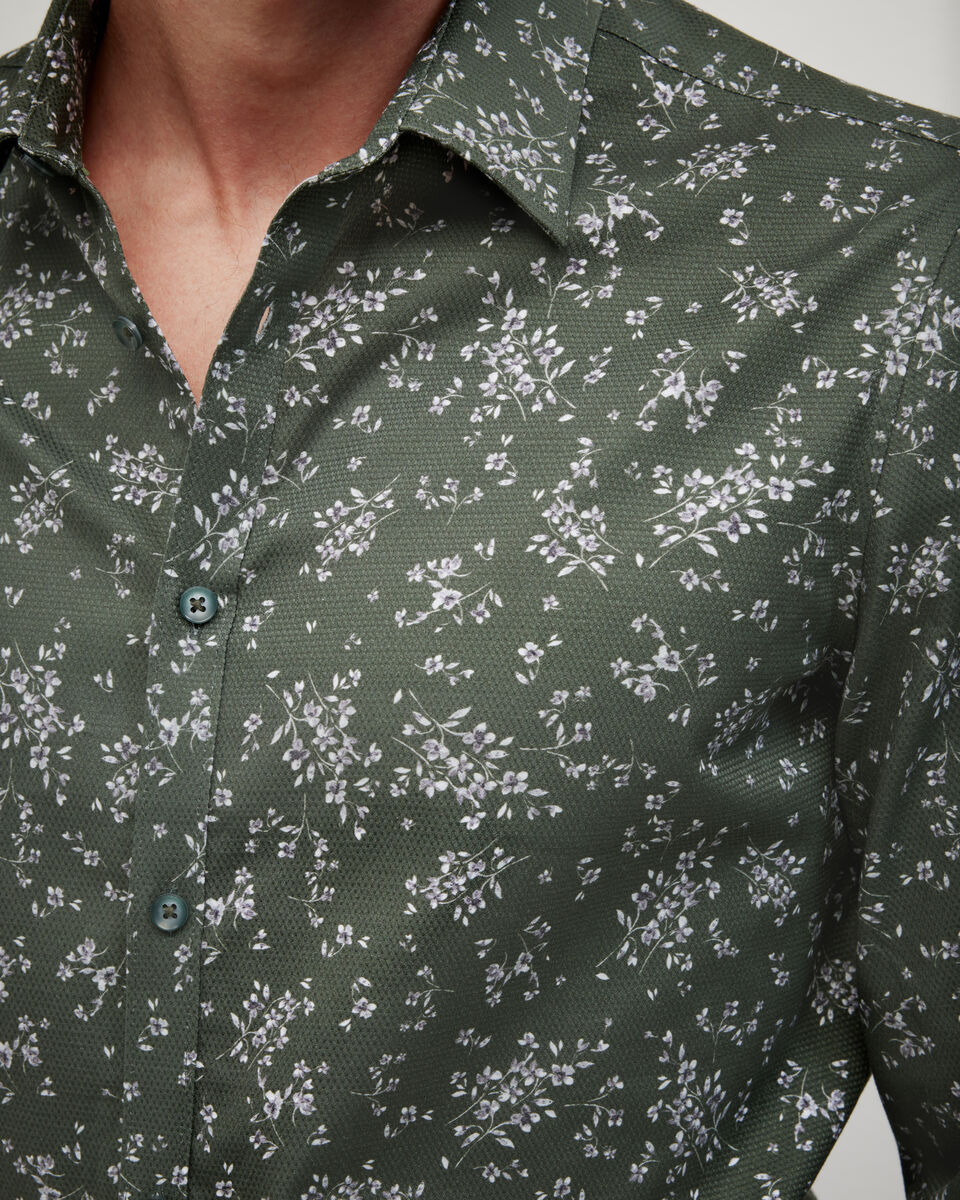 Bouquet Print Long Sleeve Shirt, Khaki, hi-res